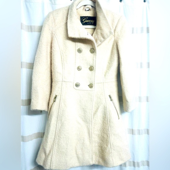 Guess Los Angeles 1981 Women Vintage Wool Blend Light Beige Jacket/Coat size M - Picture 1 of 7